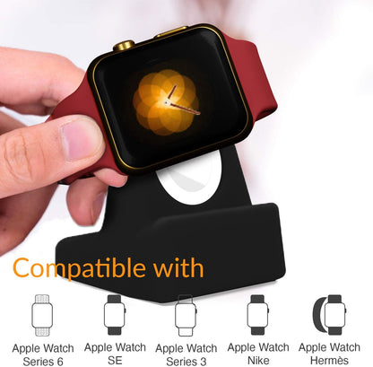 Elegant Apple Watch Charger Stand Apple Watch for All Series Ultra 49Mm 2025 Series 10 46/42Mm 9/8/7 45/ 41Mm SE2/SE/6/5/4 44/40Mm 3/2/1 42/38Mm Durable TPU - Gift Boxed - Black